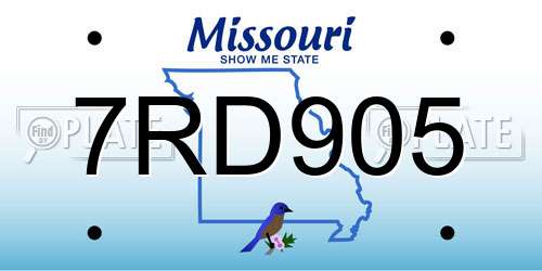 7RD905 Missouri License Plate