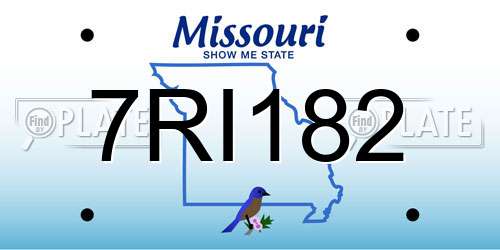 7RI182 Missouri License Plate