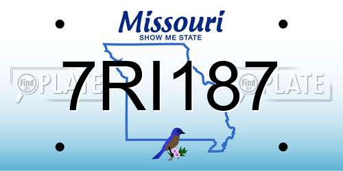 7RI187 Missouri License Plate