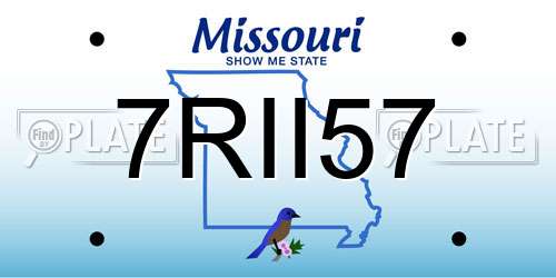 7RII57 Missouri License Plate