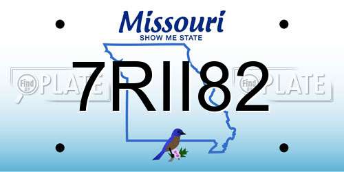 7RII82 Missouri License Plate