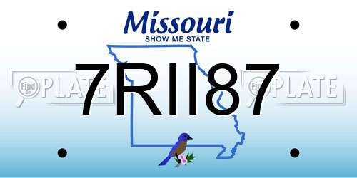 7RII87 Missouri License Plate