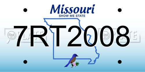 7RT2008 Missouri License Plate
