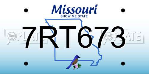 7RT673 Missouri License Plate