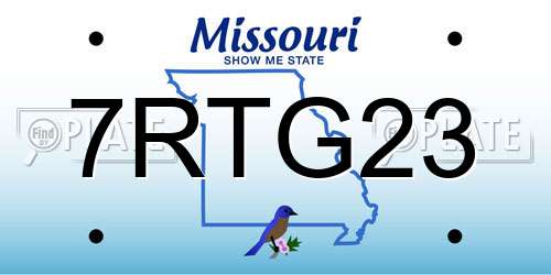 7RTG23 Missouri License Plate