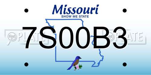 7S00B3 Missouri License Plate