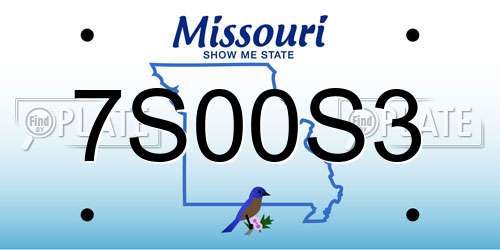 7S00S3 Missouri License Plate