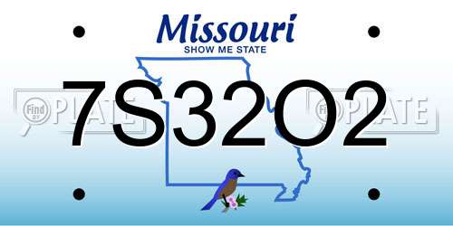7S32O2 Missouri License Plate