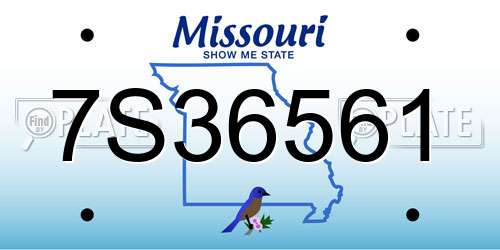 7S36561 Missouri License Plate