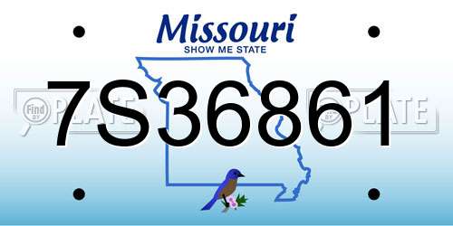 7S36861 Missouri License Plate