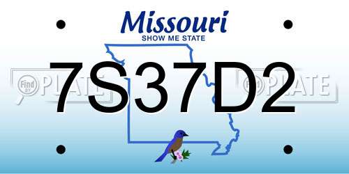 7S37D2 Missouri License Plate