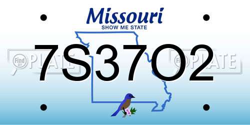 7S37O2 Missouri License Plate