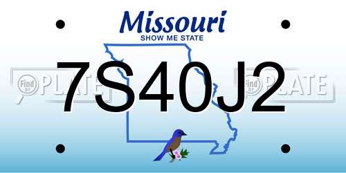 7S40J2 Missouri License Plate