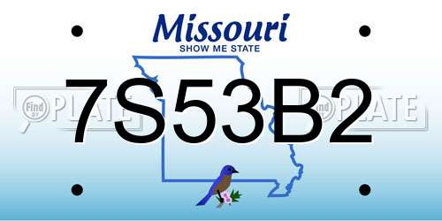 7S53B2 Missouri License Plate