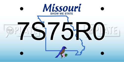 7S75R0 Missouri License Plate