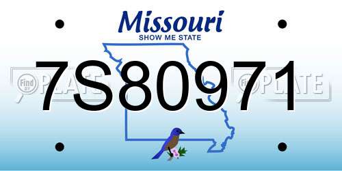 7S80971 Missouri License Plate