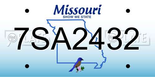 7SA2432 Missouri License Plate