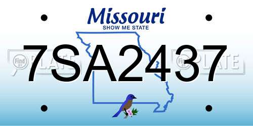 7SA2437 Missouri License Plate