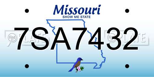 7SA7432 Missouri License Plate