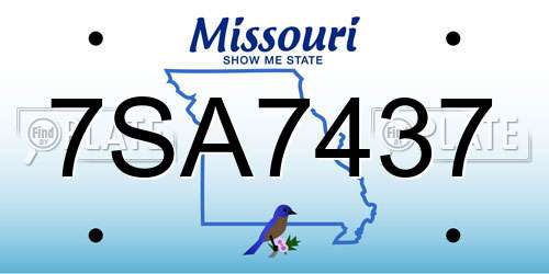 7SA7437 Missouri License Plate