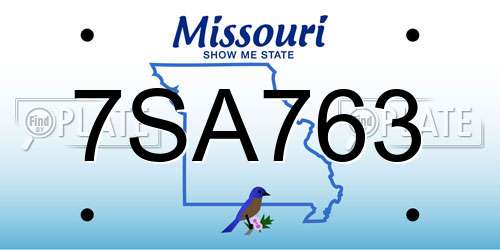 7SA763 Missouri License Plate