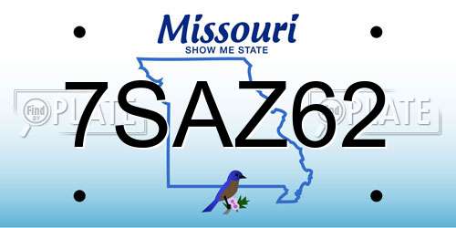 7SAZ62 Missouri License Plate
