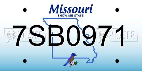 7SB0971 Missouri License Plate