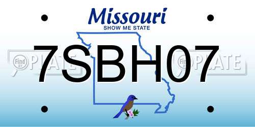 7SBH07 Missouri License Plate