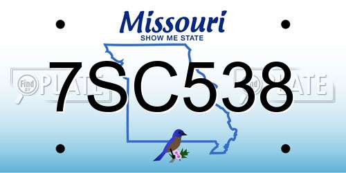 7SC538 Missouri License Plate
