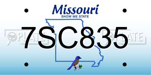 7SC835 Missouri License Plate