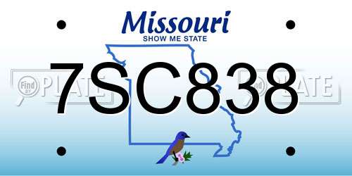 7SC838 Missouri License Plate