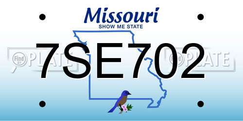 7SE702 Missouri License Plate