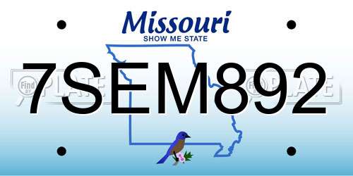 7SEM892 Missouri License Plate