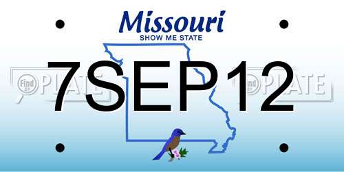 7SEP12 Missouri License Plate