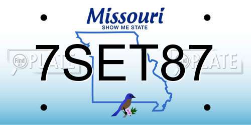 7SET87 Missouri License Plate