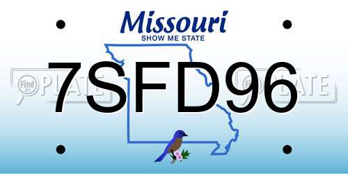 7SFD96 Missouri License Plate