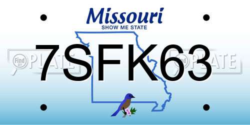 7SFK63 Missouri License Plate