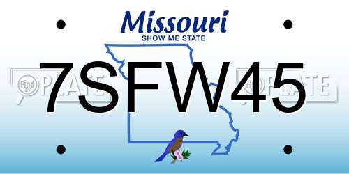 7SFW45 Missouri License Plate