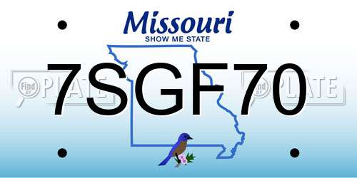 7SGF70 Missouri License Plate