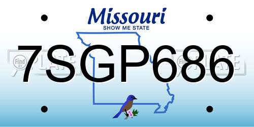 7SGP686 Missouri License Plate