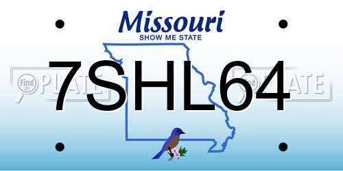 7SHL64 Missouri License Plate