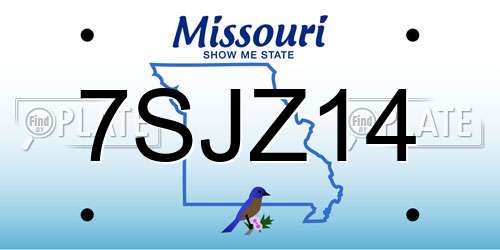 7SJZ14 Missouri License Plate