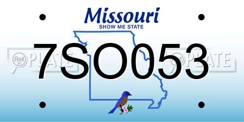 7SO053 Missouri License Plate
