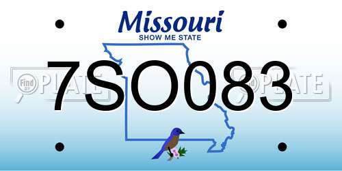 7SO083 Missouri License Plate