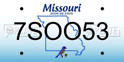 7SOO53 Missouri License Plate