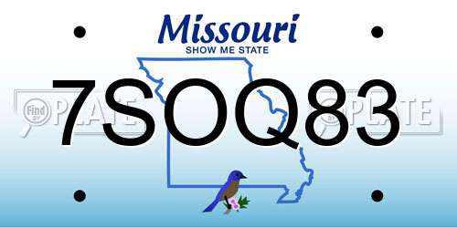 7SOQ83 Missouri License Plate
