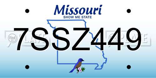 7SSZ449 Missouri License Plate