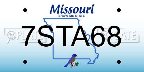 7STA68 Missouri License Plate