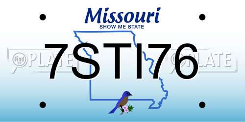 7STI76 Missouri License Plate