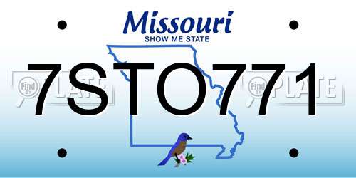 7STO771 Missouri License Plate